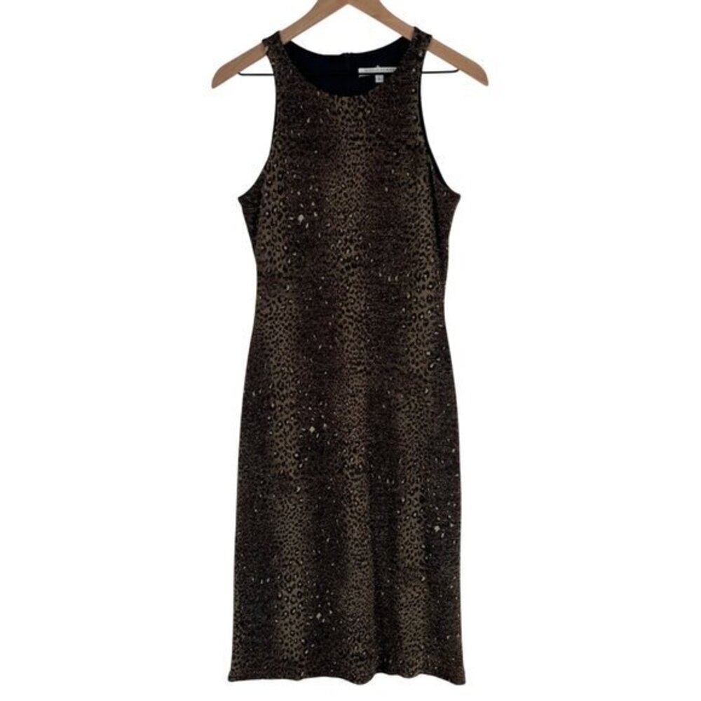 Alexia Admor Black & Gold Leopard Print Sleeveless‎ Cocktail Dress L